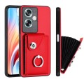 For OPPO A79 5G Global Organ Card Bag Ring Holder PU Phone Case(Red)
