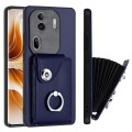 For OPPO Reno11 Pro Global Organ Card Bag Ring Holder PU Phone Case(Blue)