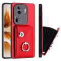For OPPO Reno11 Pro Global Organ Card Bag Ring Holder PU Phone Case(Red)