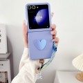 For Samsung Galaxy Z Flip5 5G DIY Luminous Bear Phone Case with Gradient Lanyard(Blue)