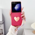 For Samsung Galaxy Z Flip5 5G DIY Luminous Bear Phone Case with Gradient Lanyard(Red)
