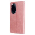 For Honor 100 Pro Fashion Calf Texture Zipper Leather Phone Case(Rose Gold)