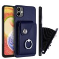 For Samsung Galaxy A04 4G Organ Card Bag Ring Holder PU Phone Case(Blue)