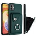 For Samsung Galaxy A04 4G Organ Card Bag Ring Holder PU Phone Case(Green)