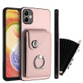 For Samsung Galaxy A04e / M04 / F04 4G Organ Card Bag Ring Holder PU Phone Case(Pink)