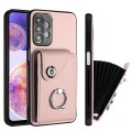 For Samsung Galaxy A13 4G Organ Card Bag Ring Holder PU Phone Case(Pink)