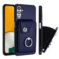 For Samsung Galaxy A13 5G / A04s Organ Card Bag Ring Holder PU Phone Case(Blue)
