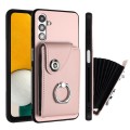For Samsung Galaxy A13 5G / A04s Organ Card Bag Ring Holder PU Phone Case(Pink)