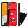 For Samsung Galaxy A13 5G / A04s Organ Card Bag Ring Holder PU Phone Case(Red)