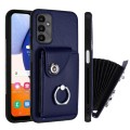 For Samsung Galaxy A14 5G Organ Card Bag Ring Holder PU Phone Case(Blue)