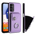 For Samsung Galaxy A14 5G Organ Card Bag Ring Holder PU Phone Case(Purple)