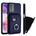 For Samsung Galaxy A23 165.4mm Organ Card Bag Ring Holder PU Phone Case(Blue)