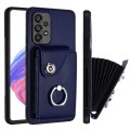 For Samsung Galaxy A53 5G Organ Card Bag Ring Holder PU Phone Case(Blue)