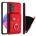 For Samsung Galaxy A53 5G Organ Card Bag Ring Holder PU Phone Case(Red)