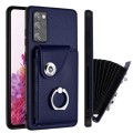 For Samsung Galaxy S20 FE Organ Card Bag Ring Holder PU Phone Case(Blue)