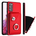 For Samsung Galaxy S20 FE Organ Card Bag Ring Holder PU Phone Case(Red)