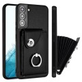 For Samsung Galaxy S21 FE 5G Organ Card Bag Ring Holder PU Phone Case(Black)