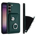 For Samsung Galaxy S23 5G Organ Card Bag Ring Holder PU Phone Case(Green)