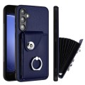 For Samsung Galaxy S23 FE 5G Organ Card Bag Ring Holder PU Phone Case(Blue)