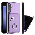 For Samsung Galaxy S23 FE 5G Organ Card Bag Ring Holder PU Phone Case(Purple)