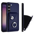 For Samsung Galaxy S23+ 5G Organ Card Bag Ring Holder PU Phone Case(Blue)