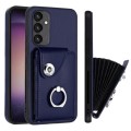 For Samsung Galaxy A34 5G Organ Card Bag Ring Holder PU Phone Case(Blue)