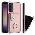 For Samsung Galaxy A34 5G Organ Card Bag Ring Holder PU Phone Case(Pink)