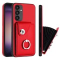 For Samsung Galaxy A34 5G Organ Card Bag Ring Holder PU Phone Case(Red)