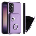 For Samsung Galaxy A54 5G Organ Card Bag Ring Holder PU Phone Case(Purple)