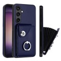 For Samsung Galaxy S24+ 5G Organ Card Bag Ring Holder PU Phone Case(Blue)