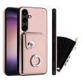 For Samsung Galaxy S24+ 5G Organ Card Bag Ring Holder PU Phone Case(Pink)
