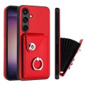 For Samsung Galaxy S24+ 5G Organ Card Bag Ring Holder PU Phone Case(Red)
