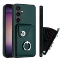 For Samsung Galaxy S24+ 5G Organ Card Bag Ring Holder PU Phone Case(Green)