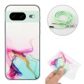 For Google Pixel 8 Hollow Marble Pattern TPU Phone Case with Neck Strap Rope(Green)