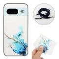 For Google Pixel 8 Hollow Marble Pattern TPU Phone Case with Neck Strap Rope(Blue)