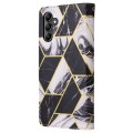 For Samsung Galaxy A15 5G Marble Bronzing Stitching Leather Phone Case(Black)