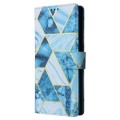 For Samsung Galaxy S24 Ultra 5G Marble Bronzing Stitching Leather Phone Case(Blue)