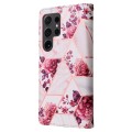 For Samsung Galaxy S24 Ultra 5G Marble Bronzing Stitching Leather Phone Case(Rose Gold)