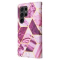 For Samsung Galaxy S24 Ultra 5G Marble Bronzing Stitching Leather Phone Case(Purple)