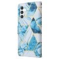 For Samsung Galaxy S24+ 5G Marble Bronzing Stitching Leather Phone Case(Blue)
