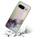 For Google Pixel 8 Laser Marble Pattern Clear TPU Phone Protective Case(Black)