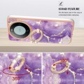 For Huawei Mate 60 Electroplating Marble IMD TPU Phone Case with Ring Holder(Purple 002)