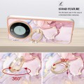 For Huawei Mate 60 Pro Electroplating Marble IMD TPU Phone Case with Ring Holder(Rose Gold 005)