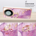 For Huawei Mate 60 Pro Electroplating Marble IMD TPU Phone Case with Ring Holder(Purple 001)