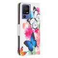 For TCL 40 SE Colored Drawing Pattern Leather Phone Case(Butterflies)