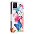 For TCL 405 Colored Drawing Pattern Leather Phone Case(Butterflies)