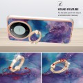 For Huawei Mate 60 Electroplating Marble Dual-side IMD Phone Case with Ring(Purple 016)