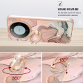 For Huawei Mate 60 Electroplating Marble Dual-side IMD Phone Case with Ring(Rose Gold 015)