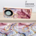 For Huawei Mate 60 Electroplating Marble Dual-side IMD Phone Case with Ring(Rose Red 014)