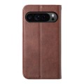 For Google Pixel 9 Pro Cubic Grid Calf Texture Magnetic Leather Phone Case(Brown)